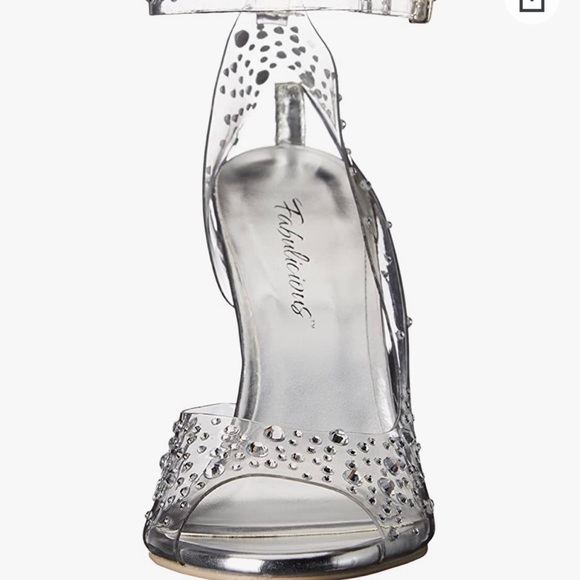 Clear rhinestone embellished heels size 9. - Picture 2 of 6
